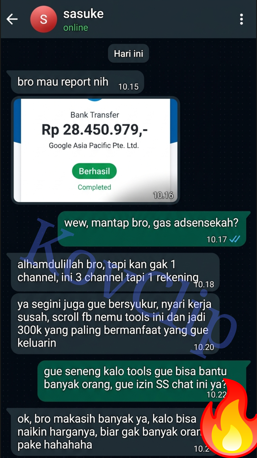 Testimoni sasuke — transfer AdSense